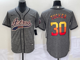 Wholesale Cheap Men\'s Houston Astros #30 Kyle Tucker Grey Gridiron Cool Base Stitched Baseball Jersey