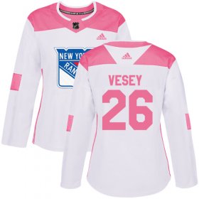 Wholesale Cheap Adidas Rangers #26 Jimmy Vesey White/Pink Authentic Fashion Women\'s Stitched NHL Jersey