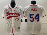 Wholesale Cheap Men's Atlanta Braves #54 Max Fried White Cool Base With Patch Stitched Baseball Jersey
