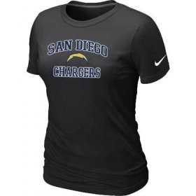 Wholesale Cheap Women\'s Nike Los Angeles Chargers Heart & Soul NFL T-Shirt Black