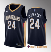 Wholesale Cheap Men's New Orleans Pelicans #24 Jordan Hawkins Navy 2023 Draft Icon Edition Stitched Basketball Jersey
