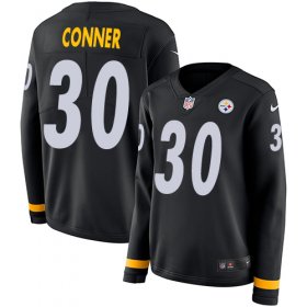 Wholesale Cheap Nike Steelers #30 James Conner Black Team Color Women\'s Stitched NFL Limited Therma Long Sleeve Jersey