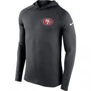 Wholesale Cheap Men's San Francisco 49ers Nike Charcoal Stadium Touch Hooded Performance Long Sleeve T-Shirt
