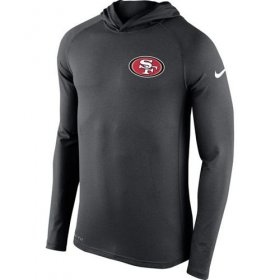 Wholesale Cheap Men\'s San Francisco 49ers Nike Charcoal Stadium Touch Hooded Performance Long Sleeve T-Shirt