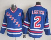 Wholesale Cheap Rangers #2 Brian Leetch Blue CCM Heroes of Hockey Alumni Stitched NHL Jersey