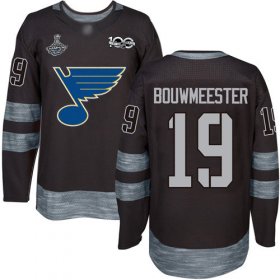 Wholesale Cheap Adidas Blues #19 Jay Bouwmeester Black 1917-2017 100th Anniversary Stanley Cup Champions Stitched NHL Jersey
