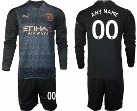 Wholesale Cheap Men 2020-2021 club Manchester city home long sleeve customized black Soccer Jerseys