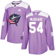 Wholesale Cheap Adidas Blue Jackets #54 Adam McQuaid Purple Authentic Fights Cancer Stitched NHL Jersey