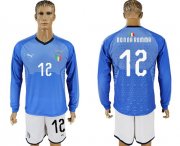 Wholesale Cheap Italy #12 Donna Rumma Blue Home Long Sleeves Soccer Country Jersey