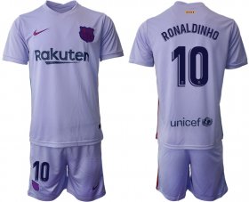 Wholesale Cheap Men 2021-2022 Club Barcelona away purple 10 Soccer Jerseys