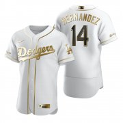 Wholesale Cheap Los Angeles Dodgers #14 Enrique Hernandez White Nike Men's Authentic Golden Edition MLB Jersey