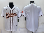 Wholesale Men's Cleveland Browns Blank White Stitched MLB Cool Base Nike Baseball Jersey