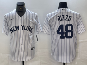 Cheap Men's New York Yankees #48 Anthony Rizzo White 2024 Cool Base Stitched Jerseys