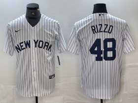 Cheap Men\'s New York Yankees #48 Anthony Rizzo White 2024 Cool Base Stitched Jerseys