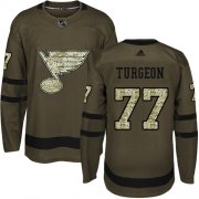 Wholesale Cheap Adidas Blues #77 Pierre Turgeon Green Salute to Service Stitched NHL Jersey