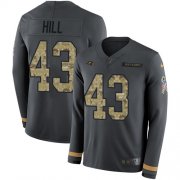 Wholesale Cheap Nike Ravens #43 Justice Hill Anthracite Salute to Service Youth Stitched NFL Limited Therma Long Sleeve Jersey