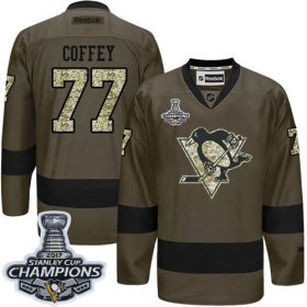 Wholesale Cheap Penguins #77 Paul Coffey Green Salute to Service 2017 Stanley Cup Finals Champions Stitched NHL Jersey