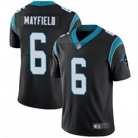 Wholesale Cheap Men\'s Carolina Panthers #6 Baker Mayfield Black Vapor Untouchable Limited Stitched Jersey