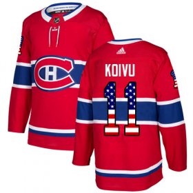 Wholesale Cheap Adidas Canadiens #11 Saku Koivu Red Home Authentic USA Flag Stitched NHL Jersey