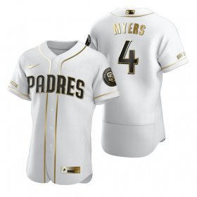 Wholesale Cheap San Diego Padres #4 Wil Myers White Nike Men\'s Authentic Golden Edition MLB Jersey