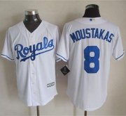 Wholesale Cheap Royals #8 Mike Moustakas White New Cool Base Stitched MLB Jersey