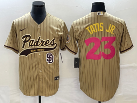 Wholesale Cheap Men\'s San Diego Padres #23 Fernando Tatis Jr Tan NEW 2023 City Connect Cool Base Stitched Jersey 1