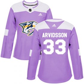 Wholesale Cheap Adidas Predators #33 Viktor Arvidsson Purple Authentic Fights Cancer Women\'s Stitched NHL Jersey