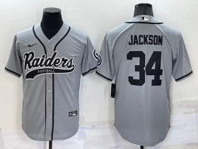 Wholesale Cheap Men\'s Las Vegas Raiders #34 Bo Jackson Grey Stitched MLB Cool Base Nike Baseball Jersey