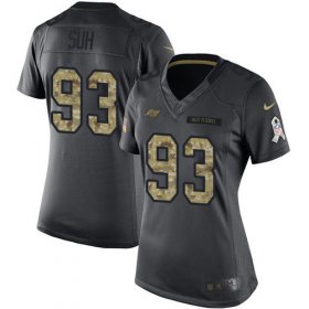 Wholesale Cheap Nike Buccaneers #93 Ndamukong Suh Black Women\'s Stitched NFL Limited 2016 Salute to Service Jersey