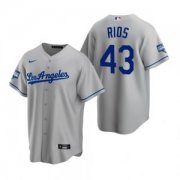 Wholesale Cheap Los Angeles Dodgers #43 Edwin Rios Gray 2020 World Series Champions Replica Jersey