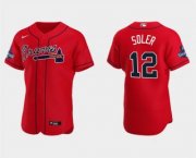 Wholesale Cheap Men's Red Atlanta Braves #12 Jorge Soler 2021 World Series Champions Flex Base Stitched Jersey