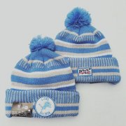 Wholesale Cheap Lions Team Logo Light Blue 100th Season Pom Knit Hat YD