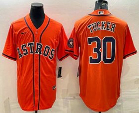 Wholesale Cheap Men\'s Houston Astros #30 Kyle Tucker Orange With Patch Stitched MLB Cool Base Nike Jersey