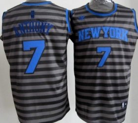 Wholesale Cheap New York Knicks #7 Carmelo Anthony Gray With Black Pinstripe Jersey
