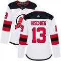 Wholesale Cheap Adidas Devils #13 Nico Hischier White Road Authentic Women's Stitched NHL Jersey