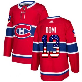 Wholesale Cheap Adidas Canadiens #13 Max Domi Red Home Authentic USA Flag Stitched NHL Jersey