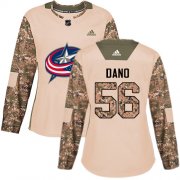 Wholesale Cheap Adidas Blue Jackets #56 Marko Dano Camo Authentic 2017 Veterans Day Women's Stitched NHL Jersey
