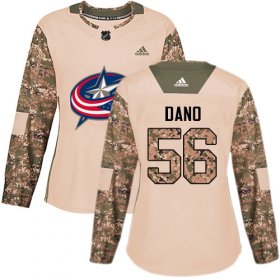 Wholesale Cheap Adidas Blue Jackets #56 Marko Dano Camo Authentic 2017 Veterans Day Women\'s Stitched NHL Jersey