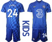 Wholesale Cheap Youth 2021-2022 Club Chelsea FC home blue 24 Nike Soccer Jersey