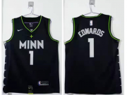 Wholesale Cheap Men's Minnesota Timberwolves #1 Anthony Edwards Black 2021 Nike City Edition Swingman Stitched NBA Jersey