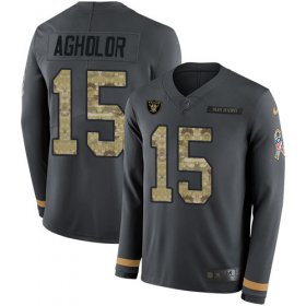 Wholesale Cheap Nike Raiders #15 Nelson Agholor Anthracite Salute to Service Men\'s Stitched NFL Limited Therma Long Sleeve Jersey