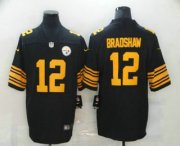 Wholesale Cheap Men's Pittsburgh Steelers #12 Terry Bradshaw Black 2016 Color Rush Stitched NFL Nike Limited Jersey