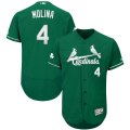 Wholesale Cheap St. Louis Cardinals #4 Yadier Molina Majestic St. Patrick's Day Flex Base Authentic Collection Celtic Player Jersey Green