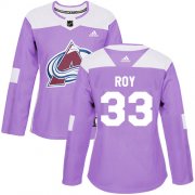Wholesale Cheap Adidas Avalanche #33 Patrick Roy Purple Authentic Fights Cancer Women's Stitched NHL Jersey