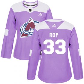 Wholesale Cheap Adidas Avalanche #33 Patrick Roy Purple Authentic Fights Cancer Women\'s Stitched NHL Jersey