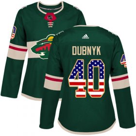 Wholesale Cheap Adidas Wild #40 Devan Dubnyk Green Home Authentic USA Flag Women\'s Stitched NHL Jersey
