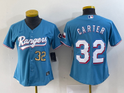 Cheap Women's Texas Rangers #32 Evan Carter Light Blue Team Logo Cool Base Jerseys