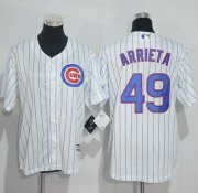 Wholesale Cheap Cubs #49 Jake Arrieta White(Blue Strip) Cool Base Stitched Youth MLB Jersey
