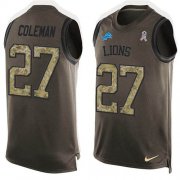 Wholesale Cheap Nike Lions #27 Justin Coleman Green Men's Stitched NFL Limited Salute To Service Tank Top Jersey