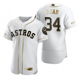Wholesale Cheap Houston Astros #34 Nolan Ryan White Nike Men\'s Authentic Golden Edition MLB Jersey